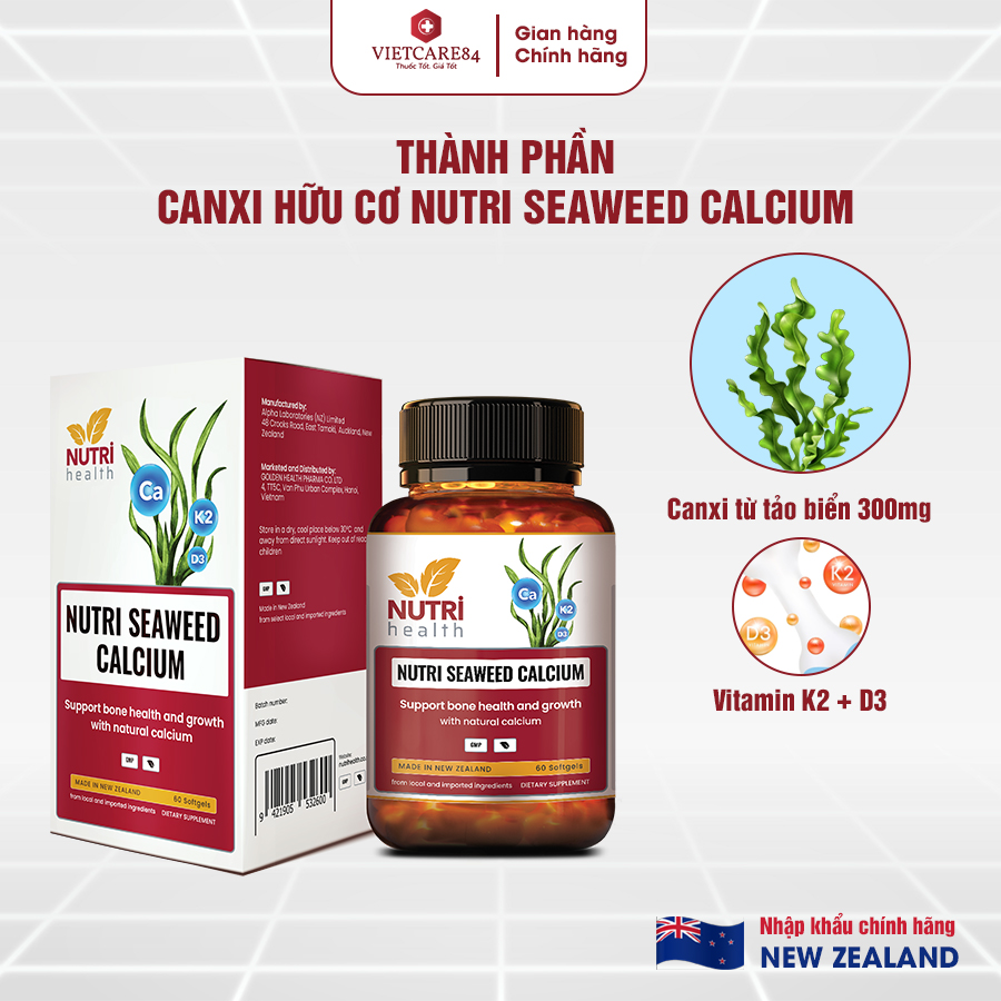 COMBO XƯƠNG KHỚP: Omega 3 Salmon Oil + Canxi hữu cơ Nutri Seaweed Calcium | Phục hồi, bảo vệ xương