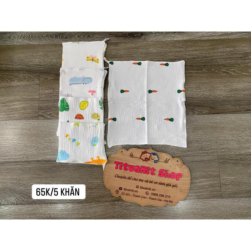 set khăn sữa ( khăn mặt) aden nhăn họa tiết có dây treo