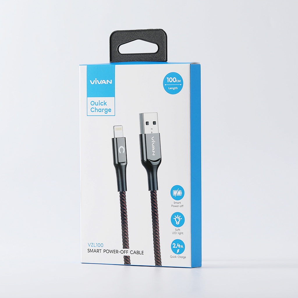 Cáp Sạc Nhanh Dành Cho Apple VIVAN VZL10 – Sạc và Truyền Dữ Liệu 2in1, Tự Động Ngắt, Chất Liệu Dây Dù, Nguồn Điện 2.4A - HÀNG CHÍNH HÃNG