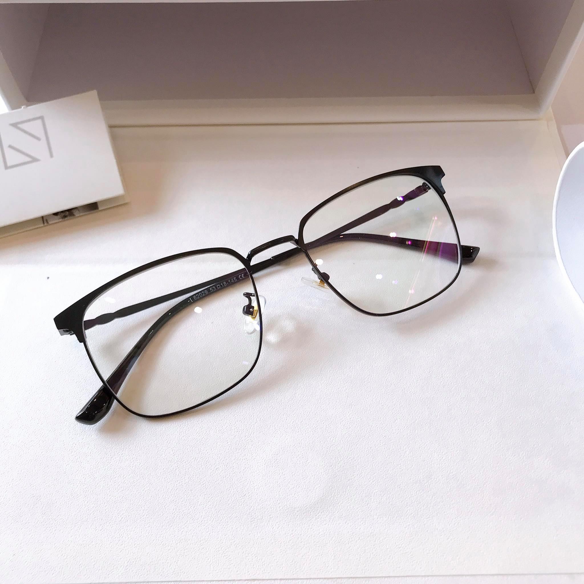 Gọng Kính cận, Kính giả cận Kim loại Mắt vuông unisex cao cấp - KL029