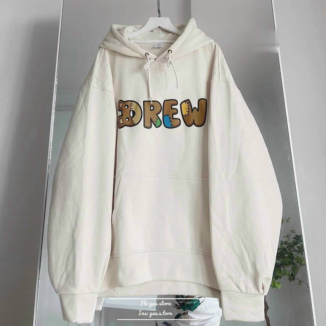 Áo Hoodie Kem Chữ DREW Có Nón Mũ 2 Lớp - FREESHIP Khoác Nỉ Form Rộng Unisex Nam Nữ Cặp Đôi Mặc Thu Đông Chống Nắng