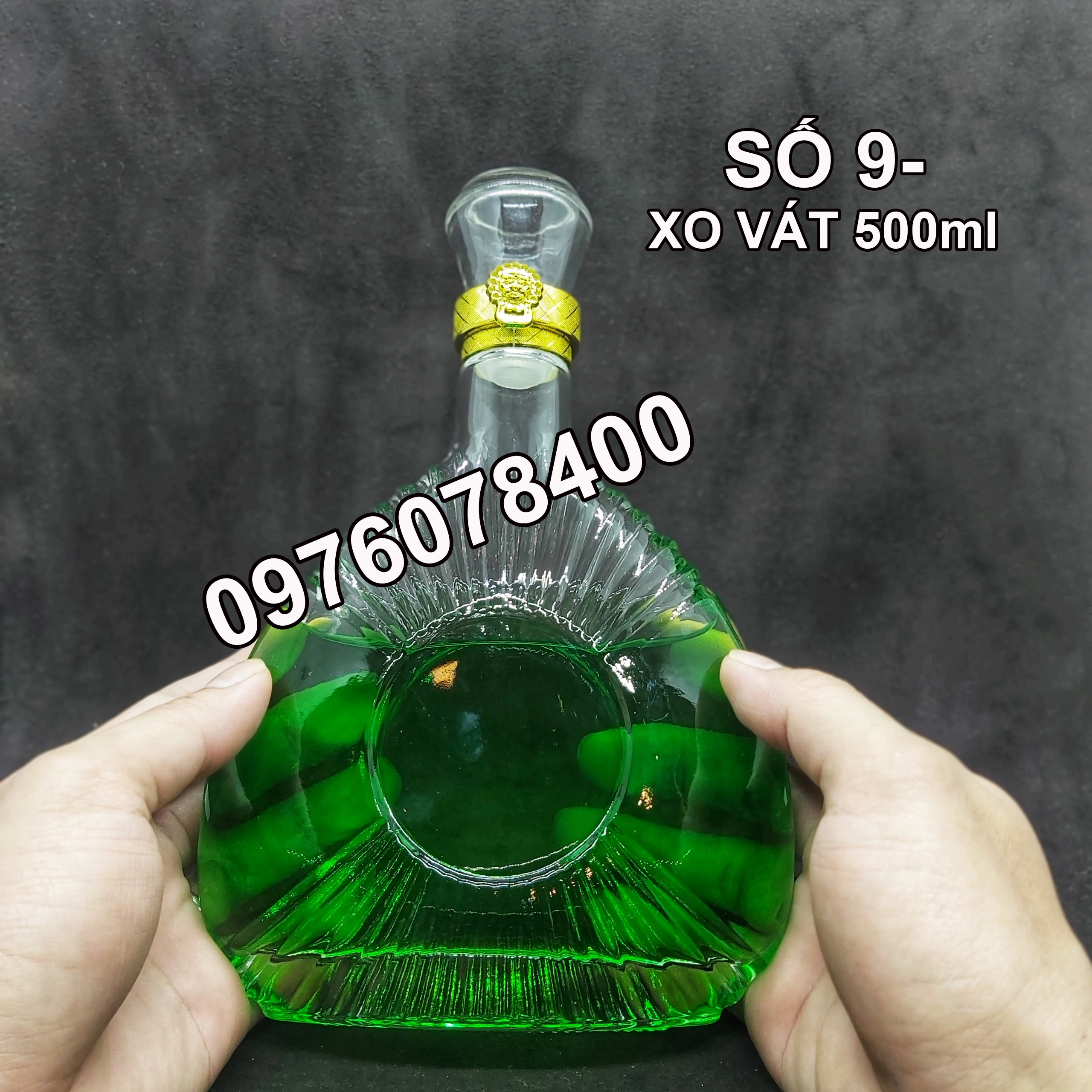 Bình Rượu Thủy Tinh Cao Cấp 500ml. Mẫu XO Có Khóa Vàng