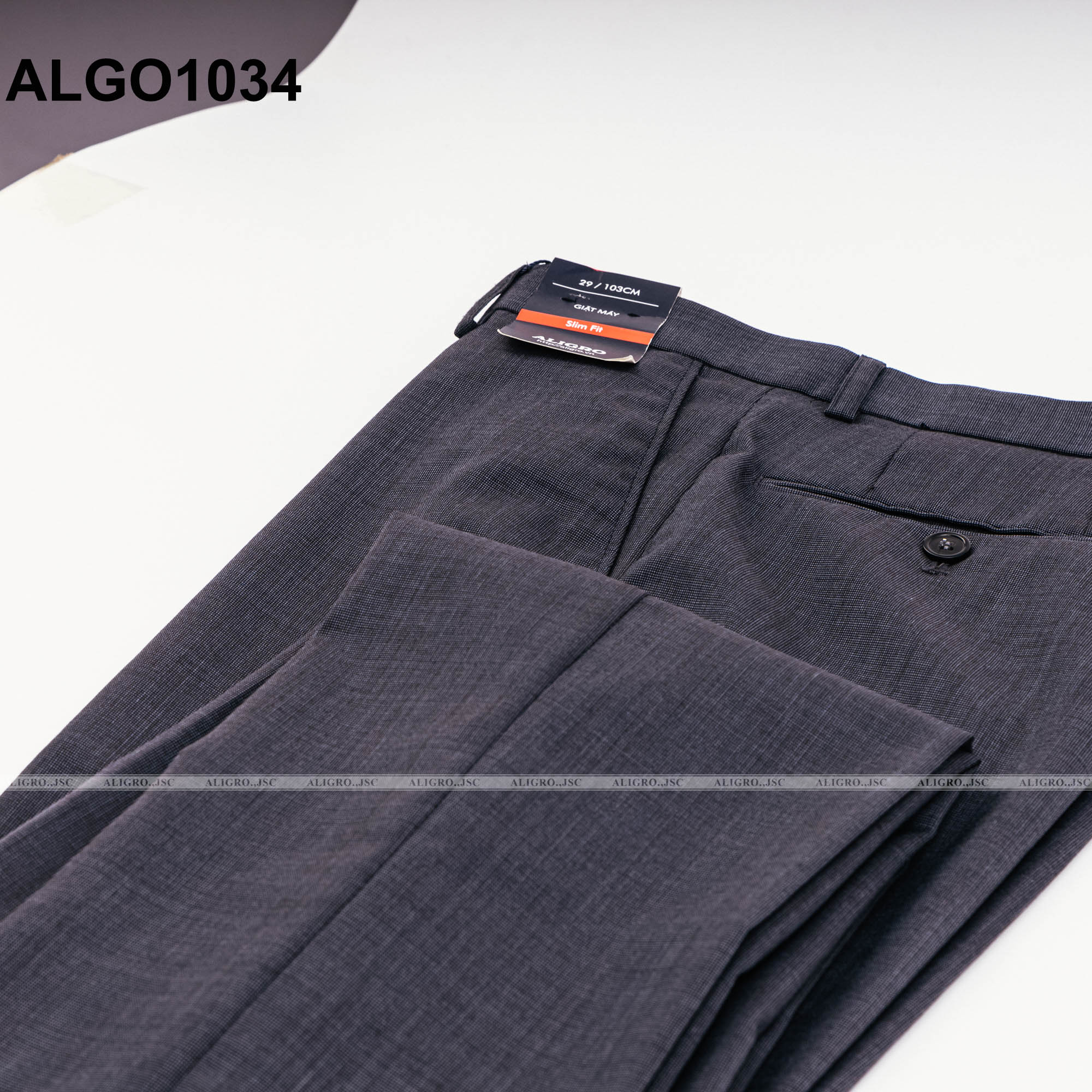 Quần Âu Nam Aligro Màu grey chất liệu cao Cấp, chuẩn Form Slimfit, Tôn Dáng màu grey ALGO1034