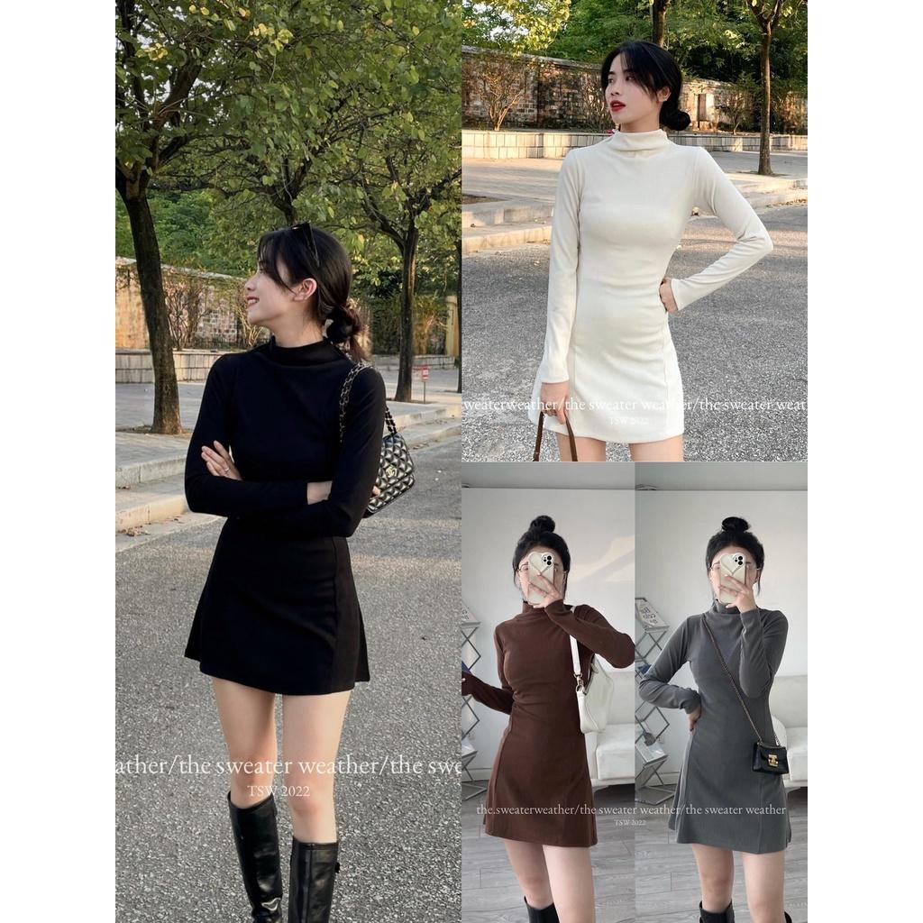 Váy body chất nhung tăm dáng chữ A nhiều màu