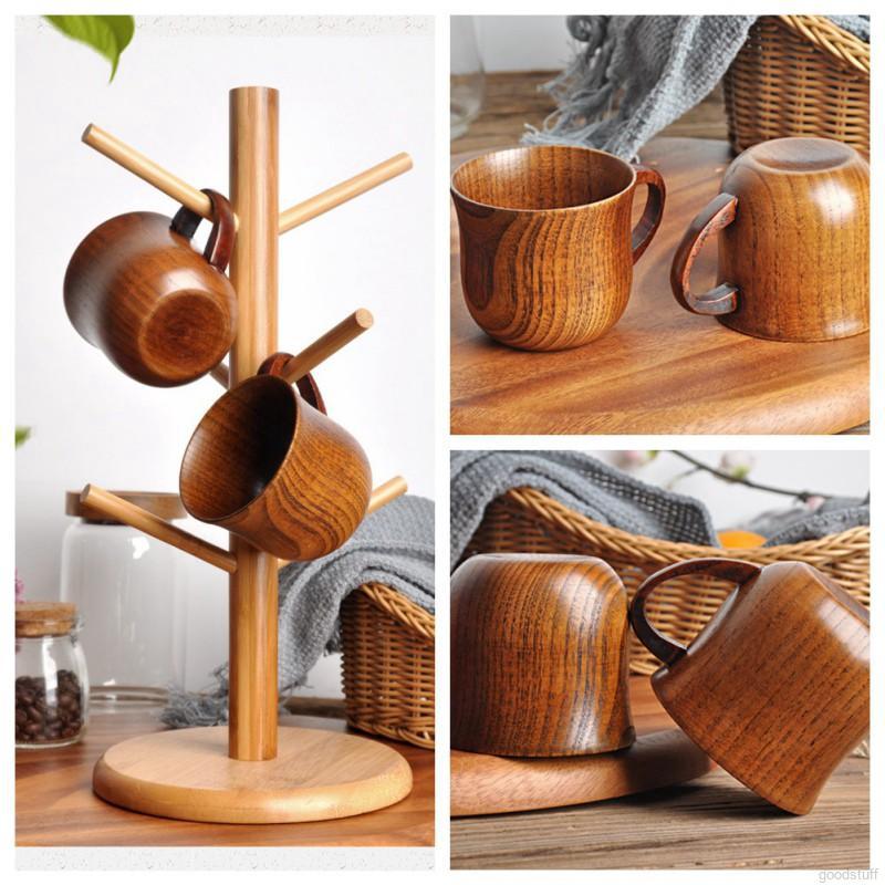 Ly Gỗ Có Tay Cầm Phong Cách Retro Đơn Giản Xinh Xắn