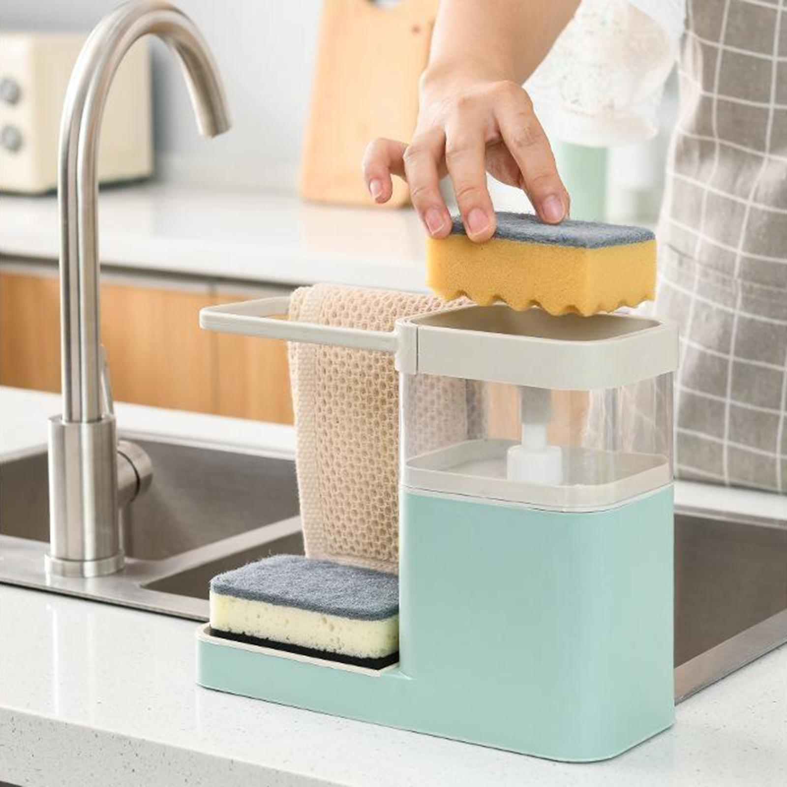 Soap Dispenser Rack Sponge Holder Dish Cloth Hanger for