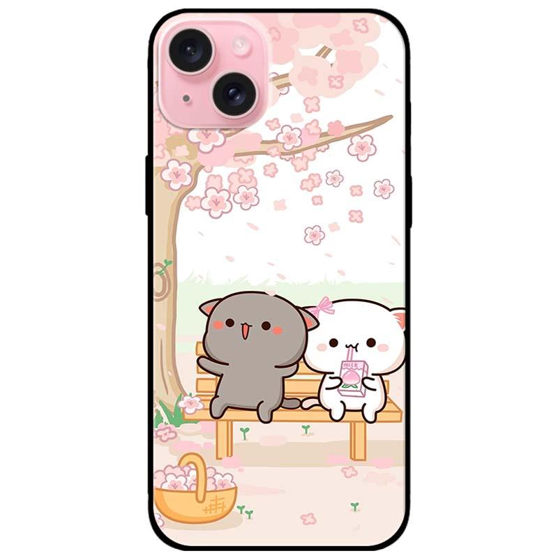 Ốp lưng dành cho Iphone 15 - Iphone 15 Plus - Iphone 15 Pro - Iphone 15 Pro Max - Cặp Đôi Mèo Hái Hoa - Hàng Chính Hãng