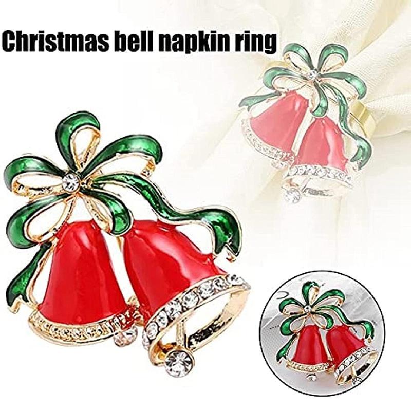 Christmas Bell Napkin Ring,Xmas Napkin Ring Holders for Dinning Table Parties Wedding Everyday, Table Accessories 6Pcs