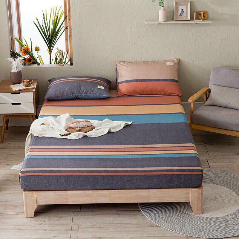 Bộ ga giường và vỏ gối cotton tici kẻ M2T Bedding - set ga gối cotton - drap giường