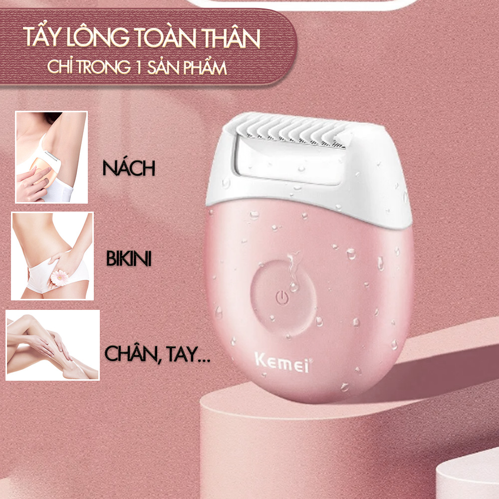 Máy cạo lông mini Kemei KM-3213 chống thấm nước sử dụng cạo lông toàn thân, mặt, tay, chân, bikini