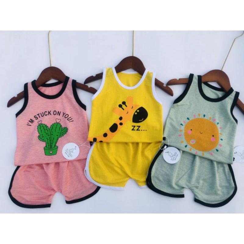 Bộ ba lỗ, bộ sát nách cotton đũi cao cấp siêu mát cho bé