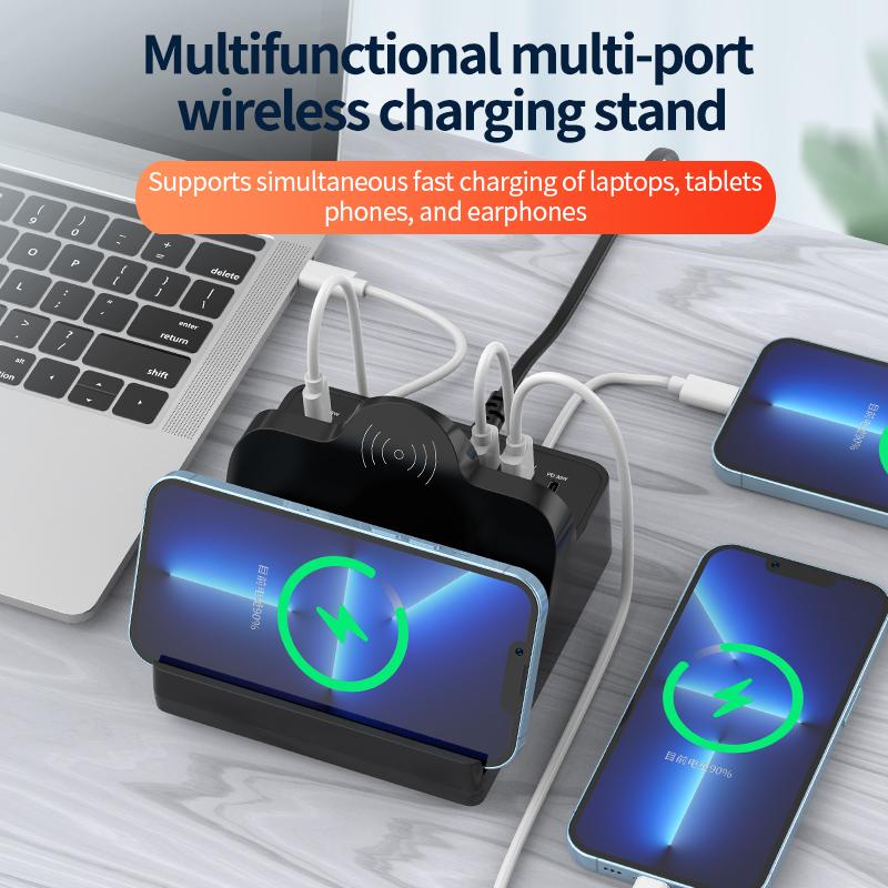 110W USB Sạc 8 Cổng Quick Charge 3.0 Bộ chuyển đổi bộ sạc không dây trung tâm