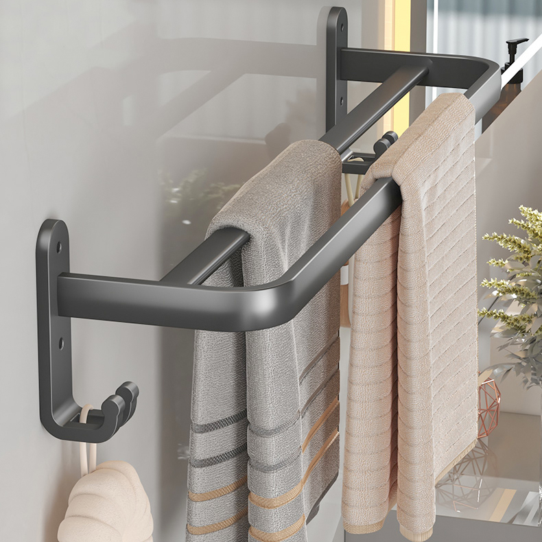 Phụ Kiện Nhà Tắm, Nhà Vệ Sinh, Giá Treo Khăn, Móc Treo Đồ, Giá Treo Máy Sấy Tóc, Giá Treo Bàn Chải Đánh Răng Kèm Cốc Tiện Lợi, Kệ Góc Treo Tường Nhà Tắm, Chất Liệu Nhôm Kháng Khuẩn Chống Gỉ Hàng Đẹp Mịn Không Cần Khoan Vando - Kệ Treo Khăn 1 Thanh