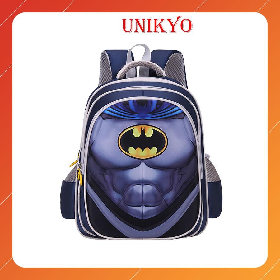 Balo cặp chống gù đi học cho bé trai học sinh tiểu học chống nước ba lô trẻ em siêu nhẹ siêu nhân Batman Unikyo CI09