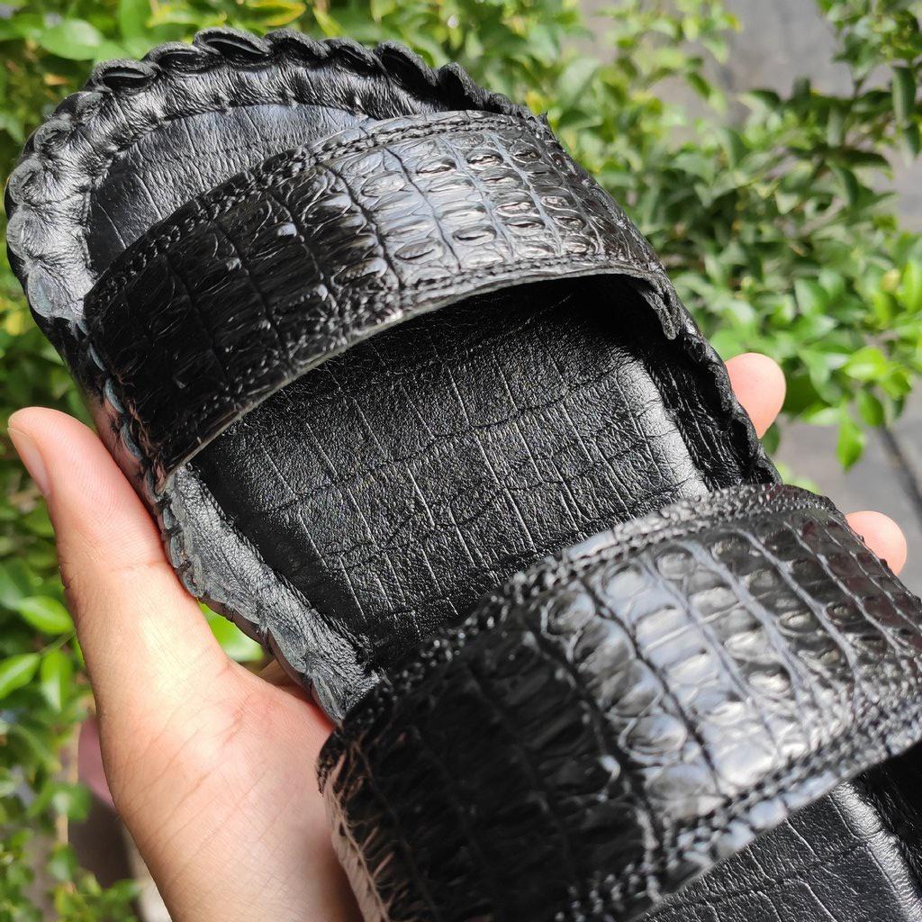Dép ngang 2 đai da cá sấu cao cấp!