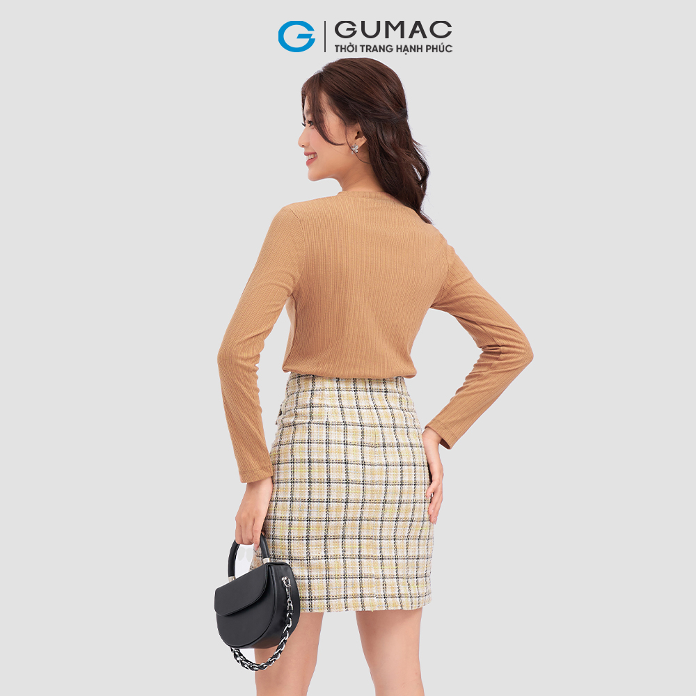 Áo thun GUMAC ATC12063 tay dài phối nút trẻ trung