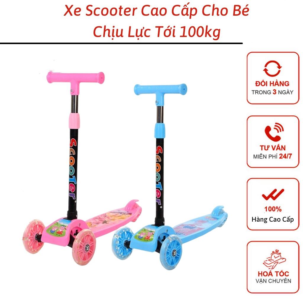 Xe Scooter Cao Cấp Cho Bé 2-8 Tuổi 3 Bánh Có Đèn LED Gấp Gọn