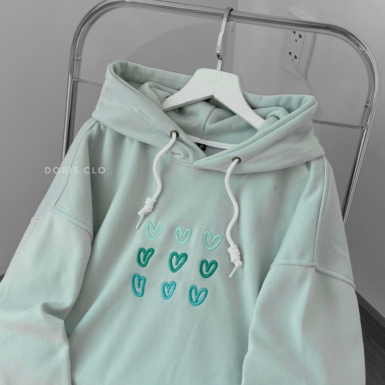 Áo Hoodie Logo/Thêu Chữ/Thêu Trái Tim Màu Xanh Mint Unisex Nỉ Bông siêu mịn Form rộng unisex (100% Ảnh Thật của shop), áo khoác hoodie chống nắng  in hình trái tim nhỏ màu xanh bơ đẹp