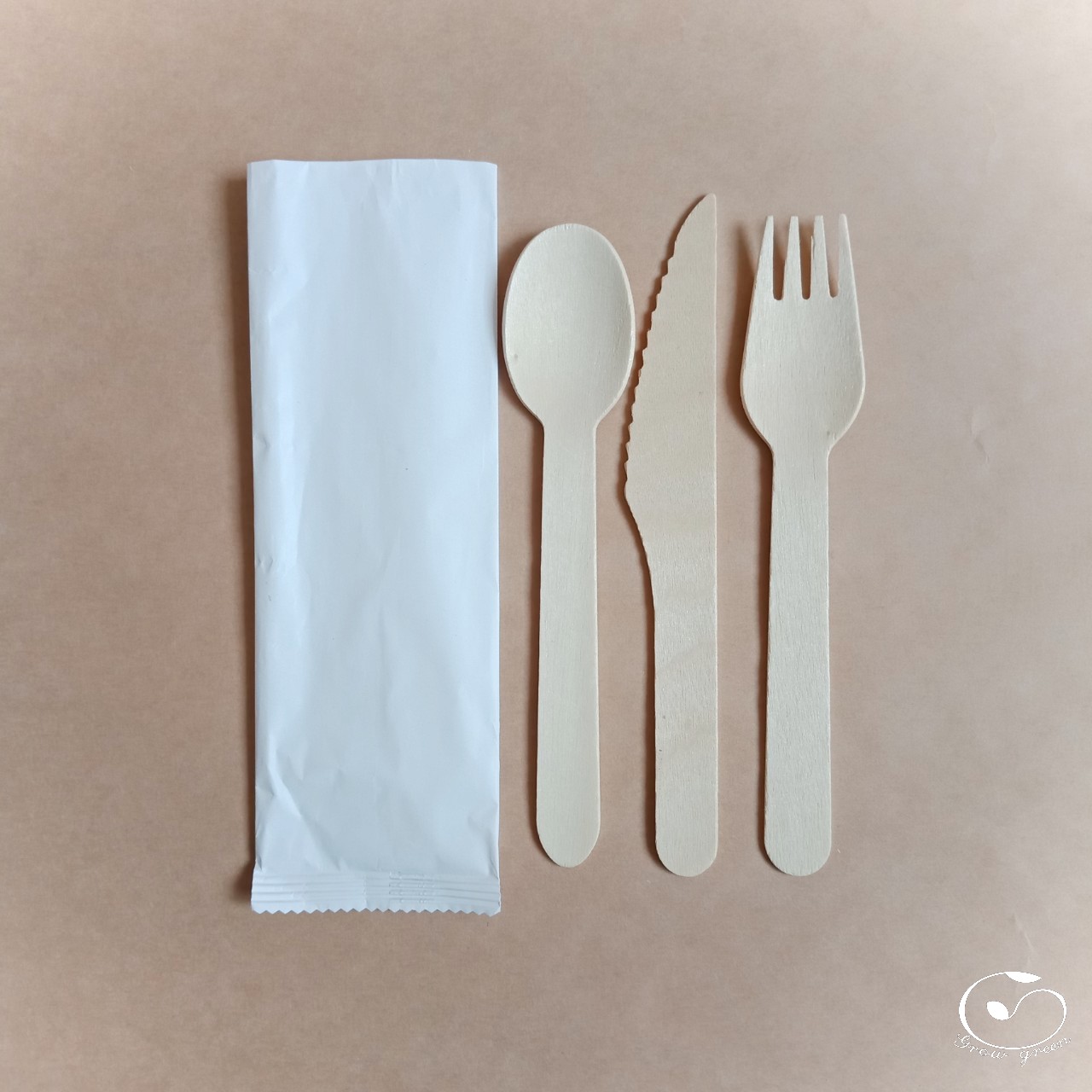 80 Set Dao Thìa Dĩa Gỗ Dùng 1 Lần Bọc Giấy