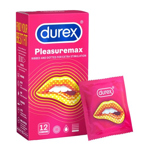 Bao Cao Su Có Gân Gai Durex Pleasuremax - 12s - Size Lớn 56mm - Nhập Khẩu Thái Lan