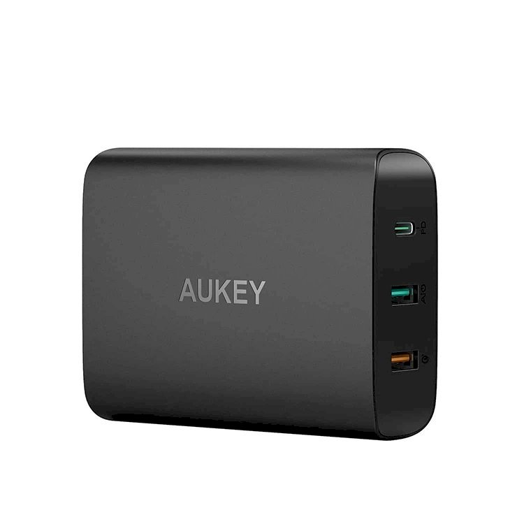 Adapter Sạc 3 Cổng 74.5W Aukey PA-Y13 Tích Hợp Cổng USB Type-C Hỗ Trợ PowerDelivery PD 3.0 Và Sạc Nhanh QC 3.0 - Hàng Chính Hãng