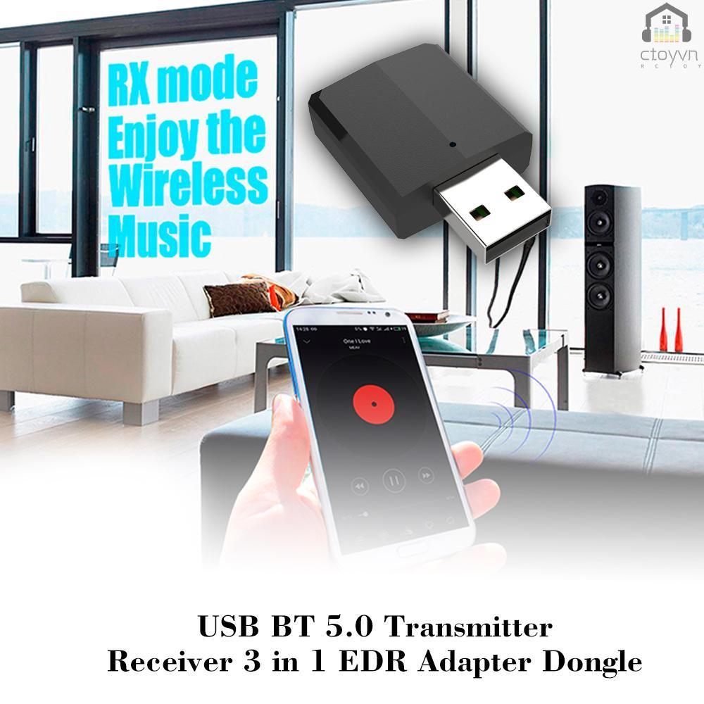Thiết bị thu phát USB BT 5.0 3 trong 1 EDR Mini 3.5mm AUX không dây cho TV PC