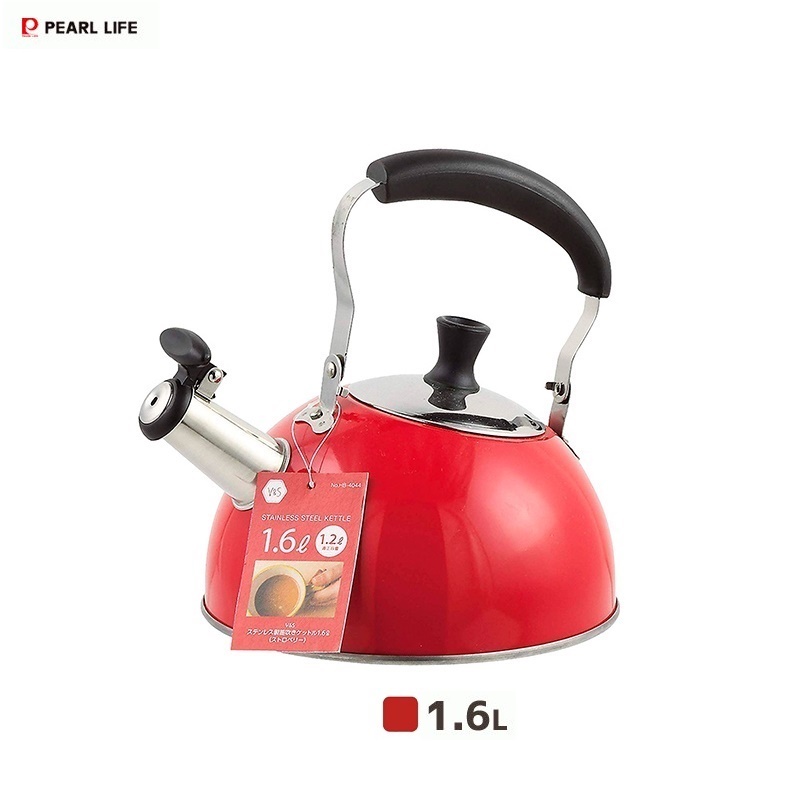 Combo ấm từ có còi báo sôi Pearl Life 1.6L + cốc có quai 350ml - nội địa Nhật Bản