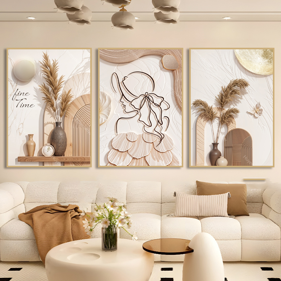 (HCM) Tranh treo tường trừu tượng 3 trang trí phòng ngủ, khách sạn, homestay kèm đinh treo
