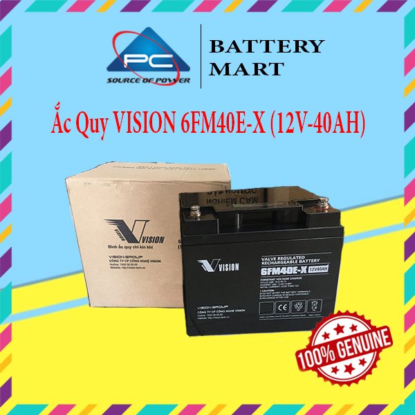 Ắc quy bộ lưu điện, ắc quy Vision 6FM40E-X (12V-40AH), ắc quy viễn thông