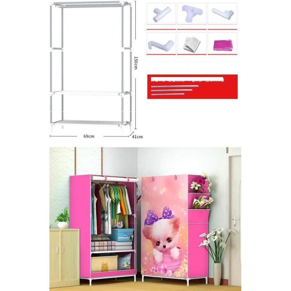 Tủ Vải Đựng Quần Áo 3D 1 Buồng 2 Ngăn, Tủ Quần Áo Vải Họa Tiết Đẹp Mắt - Khung Sắt Cao Cấp Chống Gỉ