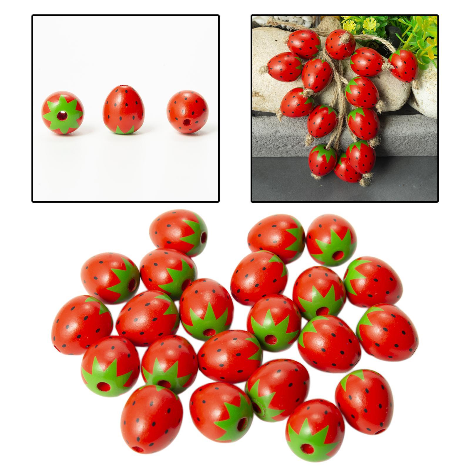 30 Pcs Wood Spacer Beads Painted Wooden Beads DIY Crafts Jewelry Making