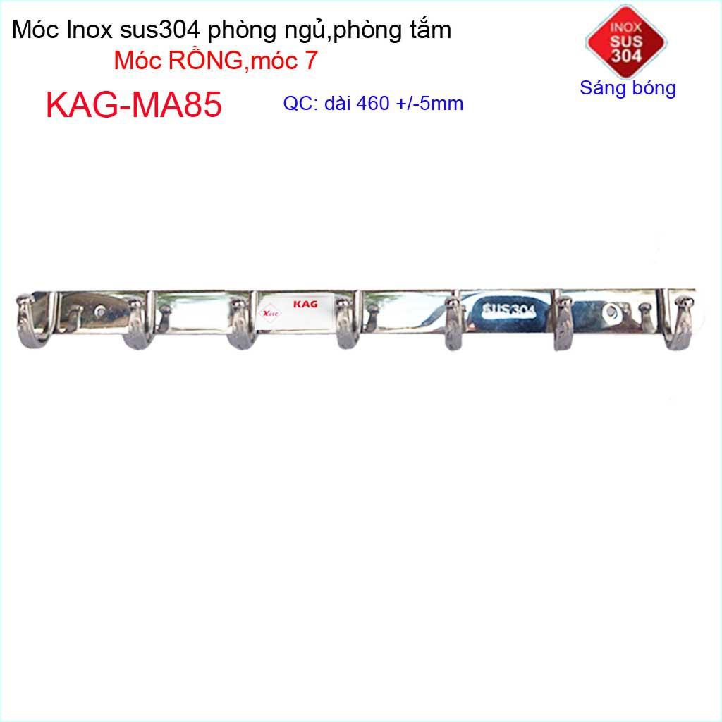 Móc rồng treo quần áo inox 304 cao cấp dày, móc Kace 7 móc treo đồ nhà tắm KAG-MA85