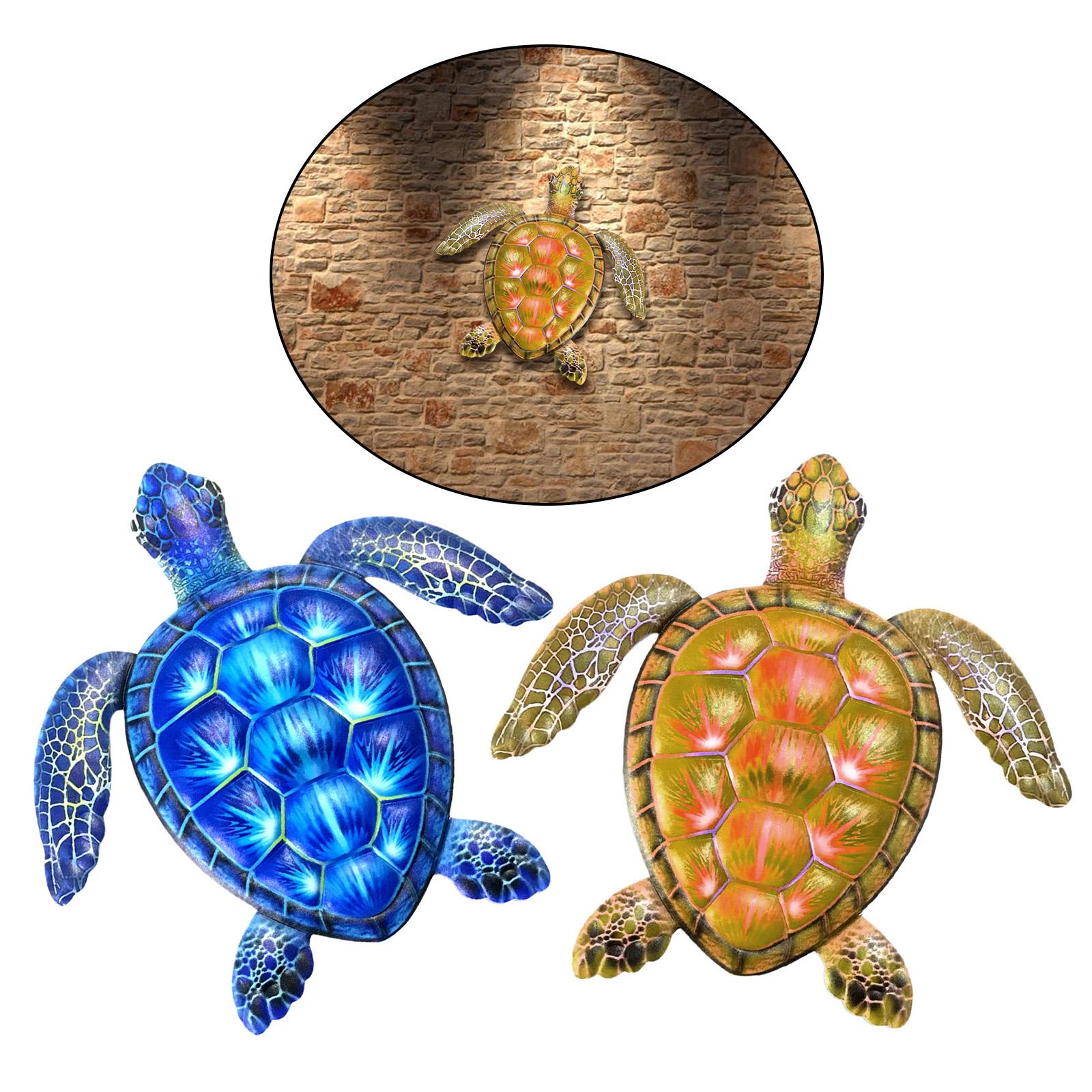 2x Natural Style Metal Wall Decor Animal Ornament Turtle Decoration for Home