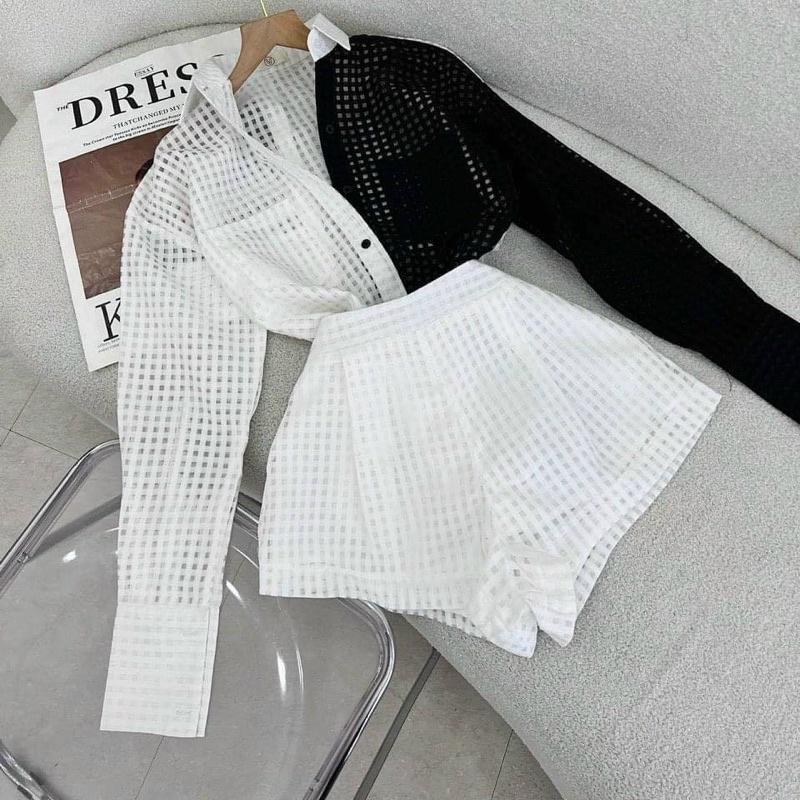 Bigsize set sơ mi quần ngắn caro 2 món 50-90kg