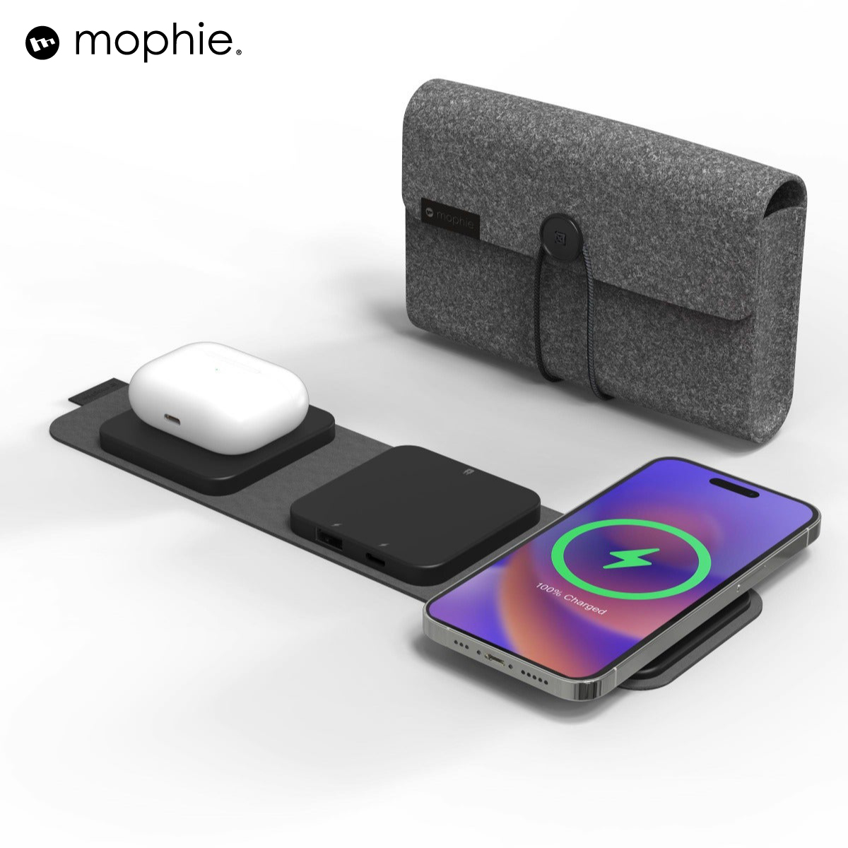 Đế sạc mophie Snap+ multi-device travel, sạc không dây sạc nhanh, BH 2 năm 1 đổi 1 - Hàng chính hãng