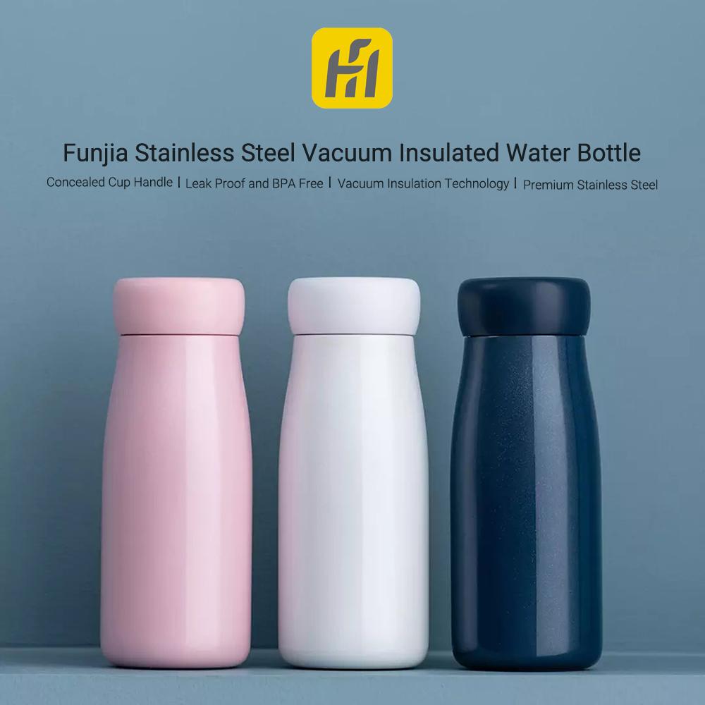Funjia Stainless Steel Vacuum Insulated Water Bottle 400ml Thermos Water Bottle Coffee Travel Mug Leak Proof Thermal