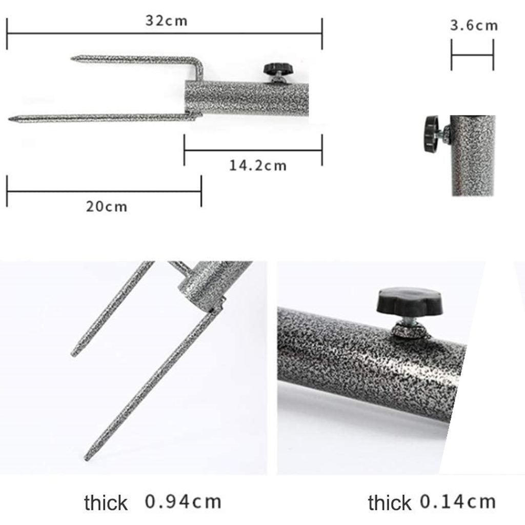 Parasol Umbrella Base Stand Outdoor Garden Metal Parasol Holder with 2 Forks