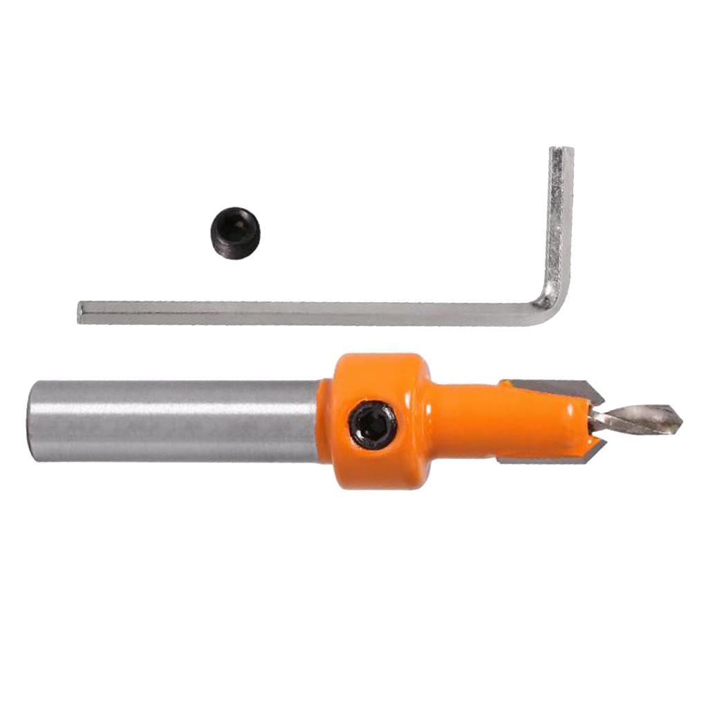 2Pcs Countersink Drill Bits - 8mm Shank Woodworking Chamfer Counter Bit with Key