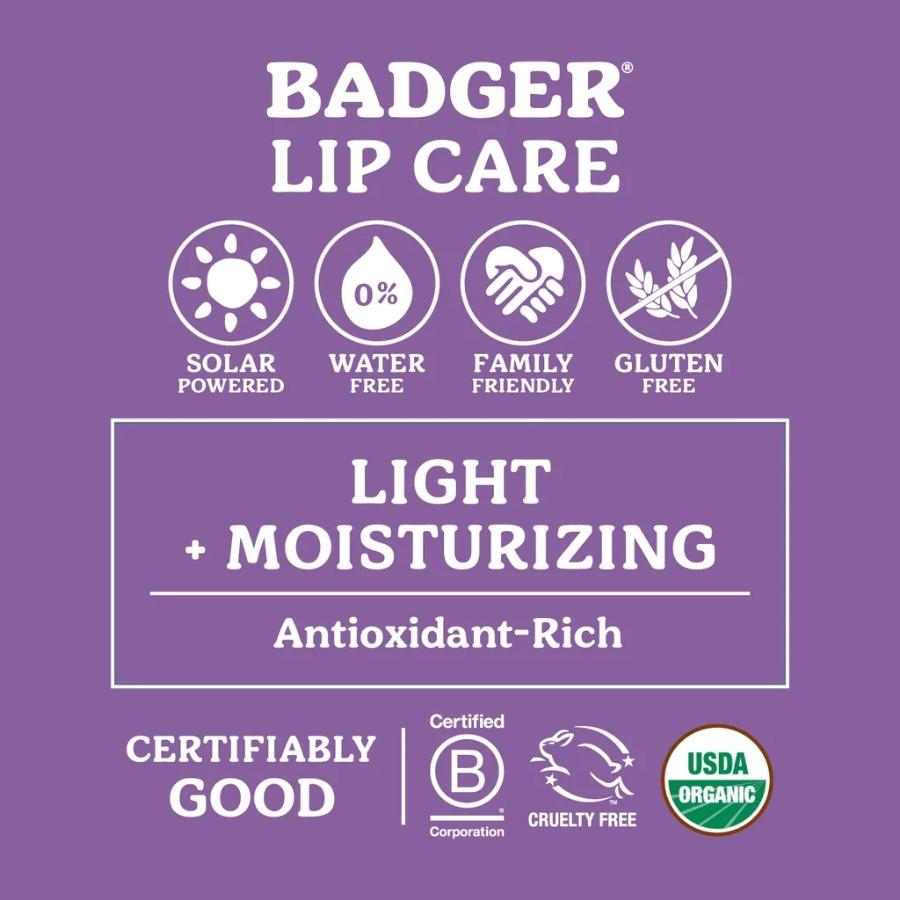 Son dưỡng môi hữu cơ BADGER không màu không mùi - Classic Unscented Lip Balm USDA Organic - 4.2g