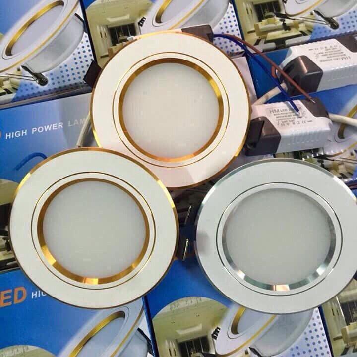 ĐÈN LED 9W VIỀN VÀNG - BẠC 3 CHẾ ĐỘ