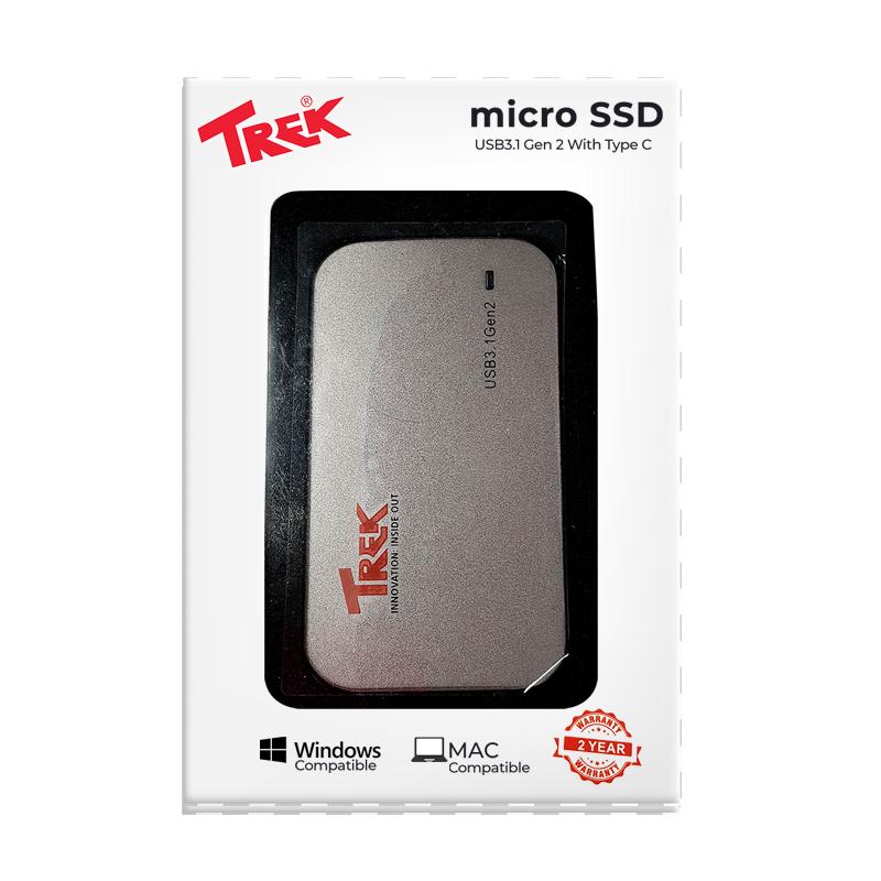 Ổ cứng di động SSD TREK Micro Portable SSD 256GB USB 3.1 Gen 2 Type C (Titanium) - Hàng Chính Hãng