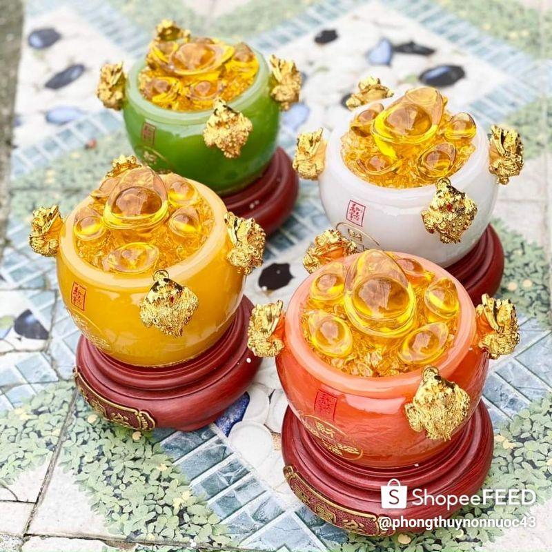 Bát Tụ Bảo Phong thuỷ Đá Ngọc Chiêu Tài Lộc, kích thước 12cm, 15cm Có đế đẹp