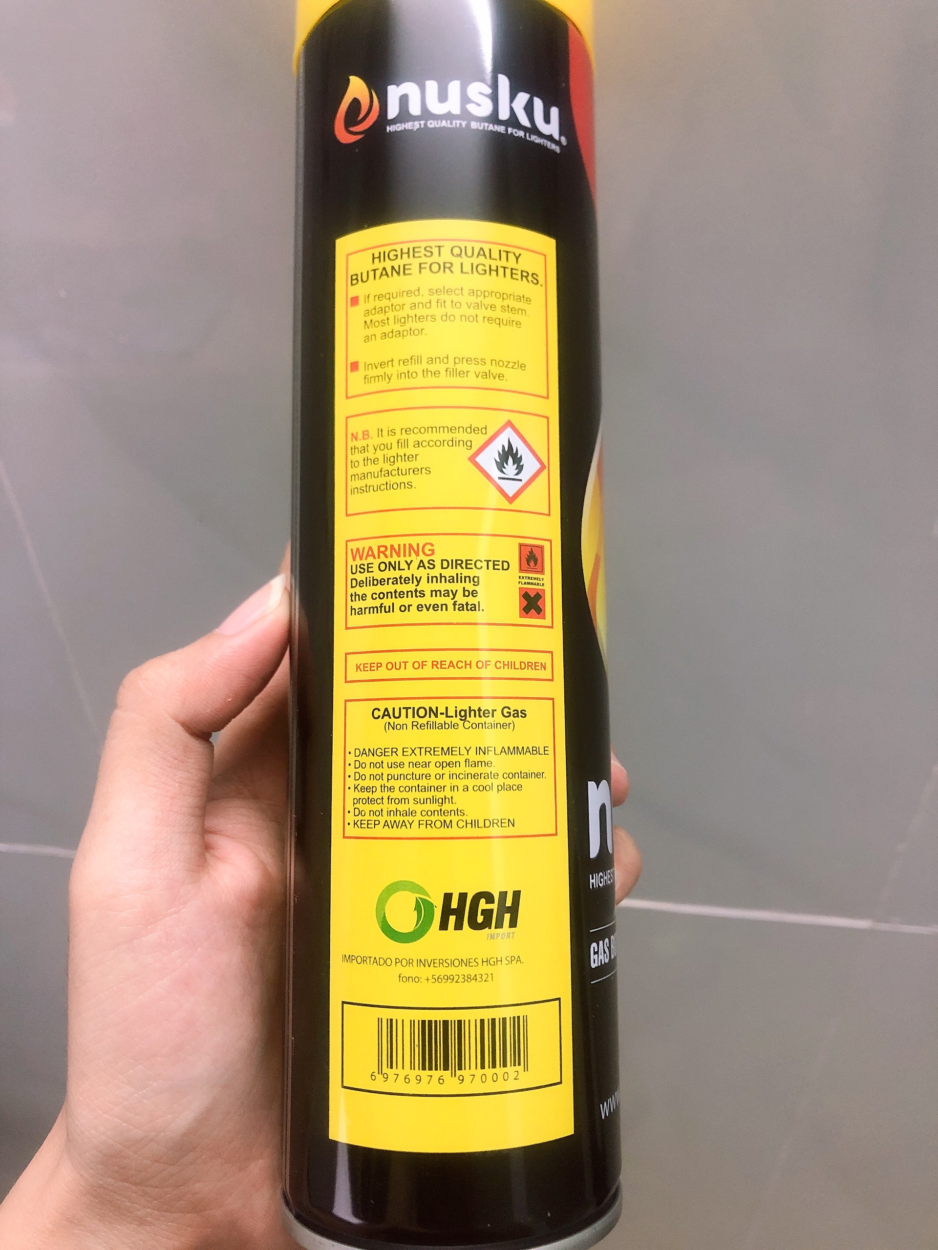Bình gas bơm chuyên cho Bật lửa hột quẹt Nusku 300ml