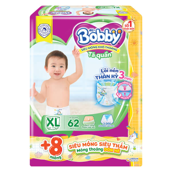 Tã Quần Bobby Ultra Jumbo XL62 Siêu Siêu Lớn (Size XL) - 62 Miếng