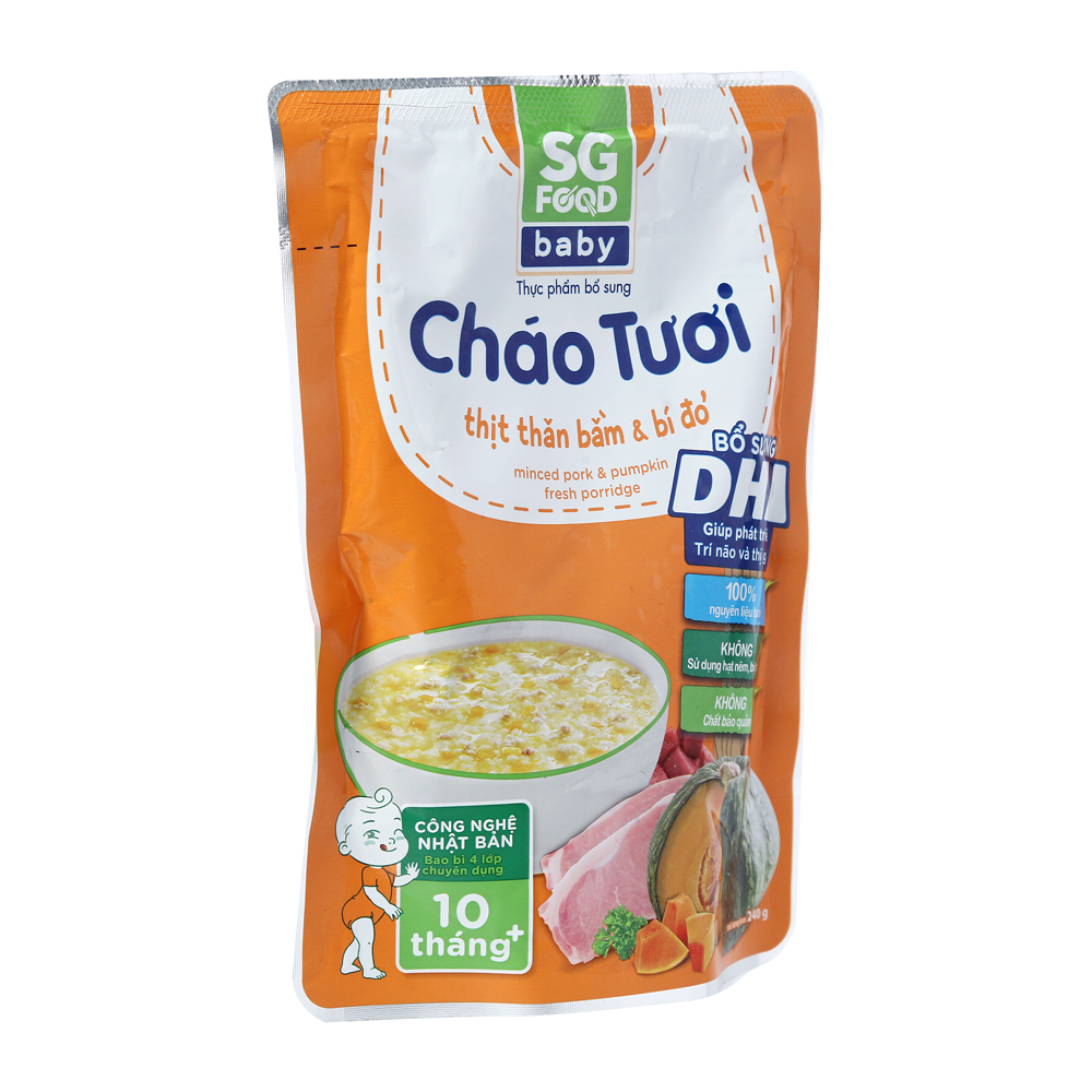 Cháo tươi baby SG Food thịt thăn bằm bí đỏ 240 g