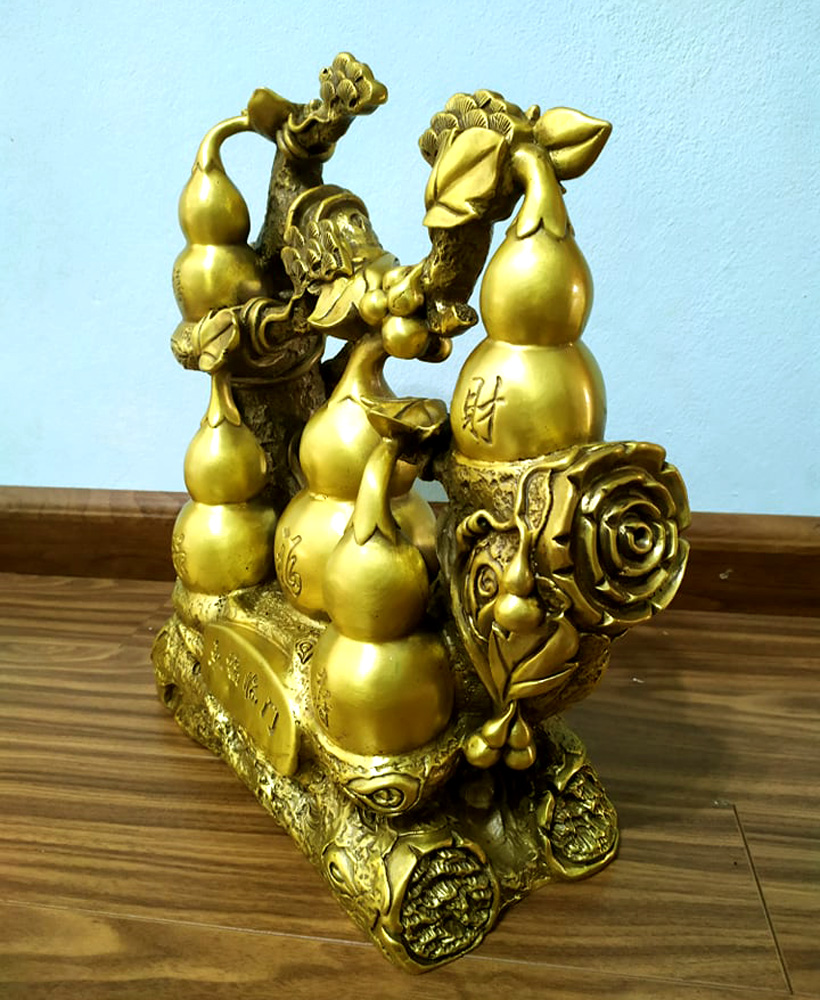 Tượng hồ lô ngũ phúc bằng đồng thau phong thủy Hồng Thắng