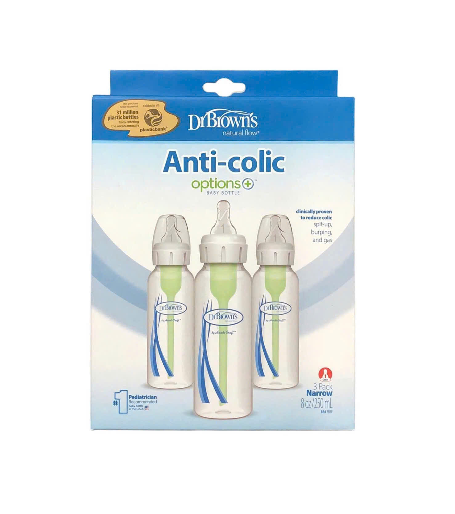 [ SB83005-INTLX ] Combo 3 Bình sữa Dr.Brown's cổ thường tùy chọn 250ml nhựa PP