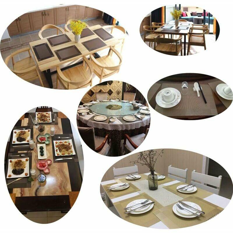 Bộ phòng ăn gồm 6 bộ bàn màu xám có thể giặt được và dễ dàng làm sạch trong bộ bàn bếp bằng nhựa vinyl dệt bàn bảng -bộ đồ màu xám 30x45cm