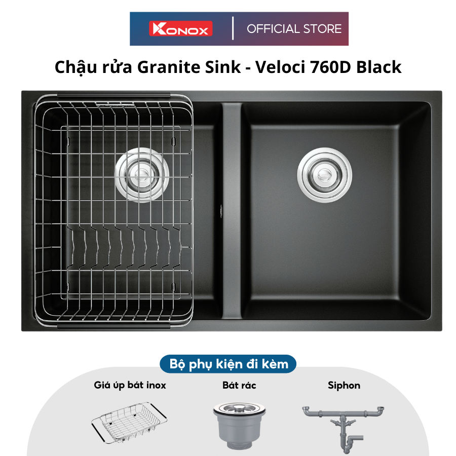 Chậu rửa bát đá KONOX Granite Sink Veloci 760D