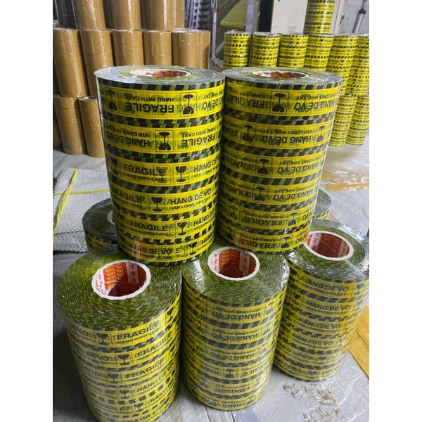 Combo 2 cuộn băng keo hàng dễ vỡ 1 cuộn 1kg loãi giấy 5li